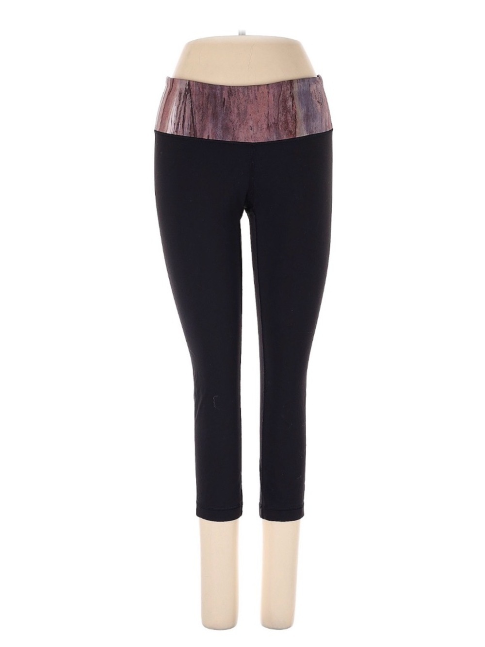 lululemon athletica Black Capri Leggings with Marbled Brown Waistband